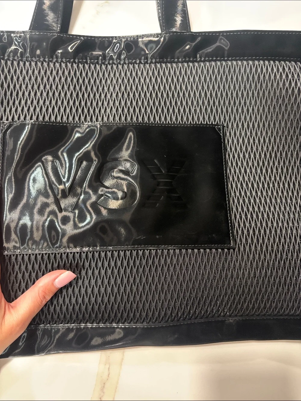 Black women Tote Bag with Gloss Trim